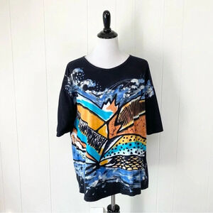 Woman’s Size XL Unbranded Art To Wear Abstract Tie Dye Colorful Waves Mountains